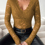V-Neck Long Sleeve Lace Top