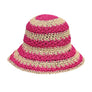 CC PAPER STRAW HAND CROCHET CLOTH IN 2 TONE STRIPES BUCKET HAT COLOR NAVY