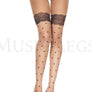 Faux heart and lace top design spandex pantyhose