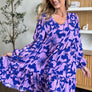 Double Take Full Size Printed Ruffle Hem Dress with Pocket