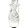 Lustrous Mirror Embellished Flare Heel Sandals