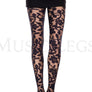 Woven floral design spandex pantyhose