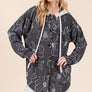 BOMBOM Drawstring Flower Print Button Up Shacket