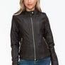 Snobbish PU Leather Biker Jacket with Side Zip Pockets