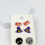 3 SET HALLOWEEN SKULL HAT ACRYLIC STUD EARRINGS