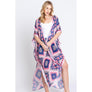 DIONA J BOHO PRINT KIMONO COVER UP ONE SIZE COLOR PINK