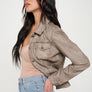 Coalition LA Button Down Cargo Vegan Leather Shacket
