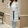 Printed Open Front Lapel Collar Cardigan with Pockets