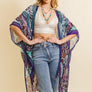 Paisley Print Open Front Kimono w/ Cinched Arms