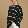 Umgee Wool Blend Striped Round Neck Sweater