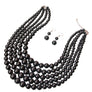 Midnight Black 5 Strand Graduated Pearl Necklace