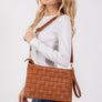 Fame Faux Leather Basket Weave Crossbody Bag