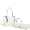 DIONA J 3IN1 WOMEN'S CHIC SATCHEL W HANDLE BAG AND WALLET SET COLOR WHITE