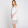 DIONA J FLORAL LACE KIMONO WITH TASSEL ONE SIZE COLOR WHITE