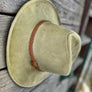 Vegan suede fedora with braided trim