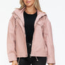 How Dare U Drawstring Hem PU Leather Zip Up Jacket