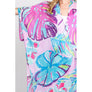 DIONA J HAND DRAWN TROPICAL LEAVES KIMONO ONE SIZE COLOR PURPLE