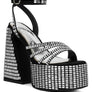 Lustrous Mirror Embellished Flare Heel Sandals
