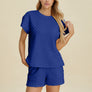 Double Take Full Size Texture T-Shirt and Shorts Set