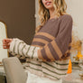 BiBi Color Block Striped Long Sleeve Sweater