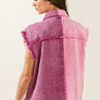 BiBi Pearl & Rhinestone Decor Contrast Raw Hem Vest Coat
