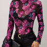 Floral Mock Neck Long Sleeve Top
