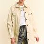 Davi & Dani Faux Leather Button Up Jacket with Chest Pockets
