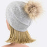 Raccoon Fur PomPom Pre-Sewed Slouchy Beanie