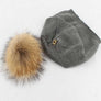 Raccoon Fur PomPom Pre-Sewed Slouchy Beanie