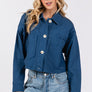 bytos Button Down Cropped Denim Jacket with Patch Pockets