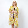 DIONA J ABSTRACT FOIL PRINT KIMONO ONE SIZE COLOR YELLOW