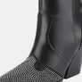 Weeboo Chunky Heel Rhinestone Decor Western Boots