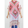 DIONA J FASHION AZTEC PATTERN TASSEL KIMONO ONE SIZE COLOR PINK