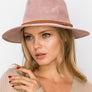 Vegan suede fedora with braided trim