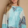 POL Floral Patchwork Round Neck Knit Top