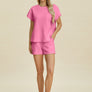 Double Take Full Size Texture T-Shirt and Shorts Set