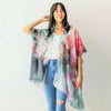 DIONA J ABSRACT WATERCOLOR PRINT KIMONO ONE SIZE COLOR TURQUOISE