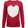 Love Heart Jacquard Round Neck Pullover Sweater