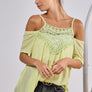 BiBi Front Crochet Lace Adjustable Strap Top