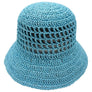 DIONA J SOLID STRAW BUCKET HAT ONE SIZE COLOR BLUE
