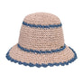 CC PAPER STRAW HAND CROCHET CLOTHE BUCKET HAT WITH SCALLOP EDGE DETAILS BEIGE