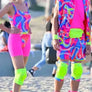 Barbie Cosplay Outfit for Women - Ken Gosling Retro Pink Sports Wear Set with Dots Skatewear Top & Swimsuit Bottoms for Halloween Costume Parties