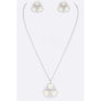 Diona J ABALONE CUBIC ZIRCONIA PENDANT NECKLACE SET RHODIUM