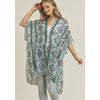 DIONA J TRIBAL PATTERN KIMONO CARDIGAN COVER UP ONE SIZE COLOR MINT GREEN