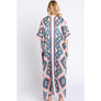 DIONA J BOHO PRINT KIMONO COVER UP ONE SIZE COLOR BEIGE