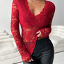 V-Neck Long Sleeve Lace Top
