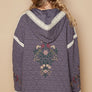 POL Embroidered Open Front Quilted Jacket with Crochet Pockets