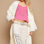POL Flower Lace Trim Open Front Longline Cardigan