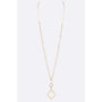 DIONA J BEADED STATION LONG PENDANT NECKLACE GOLD/IVORY