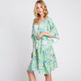 DIONA J FRONT ROPE FLOWER PRINT KIMONO ONE SIZE COLOR YELLOW